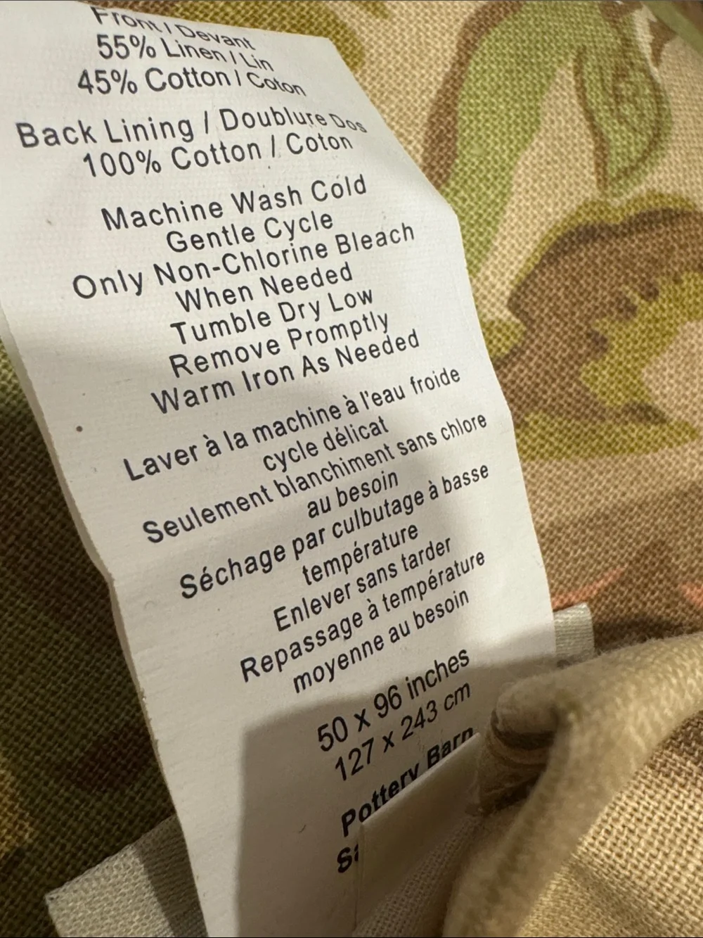 Pottery Barn Vanessa Floral Drapes 1/ Curtain (50”x 96”)